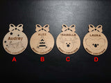 CHRISTMAS WOODEN TREE BAUBLE (NAME) - Laser Cutting Engraving Etching Brisbane