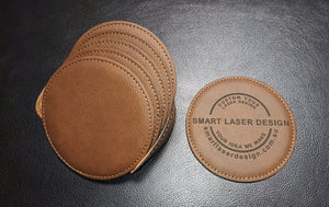 Leather Coaster - laser cutting engraving Brisbane